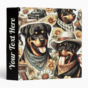 Vintage Seamless Rottweiler Illustration Binder