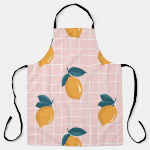 Vintage seamless summer pattern with lemons on ret apron