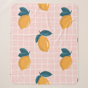 Vintage seamless summer pattern with lemons on ret sherpa blanket