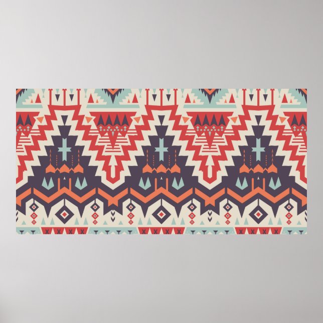 Vintage Seamless Tribal Pattern. Geometrical Ethni Poster (Front)