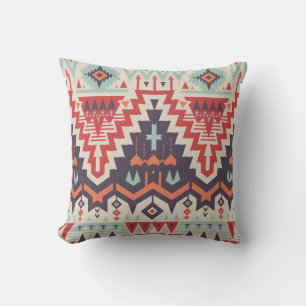Vintage Seamless Tribal Pattern. Geometrical Ethni Throw Pillow