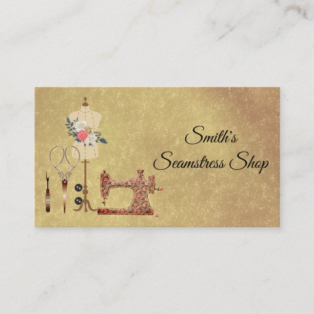 Vintage Seamstress Business Card (Front)