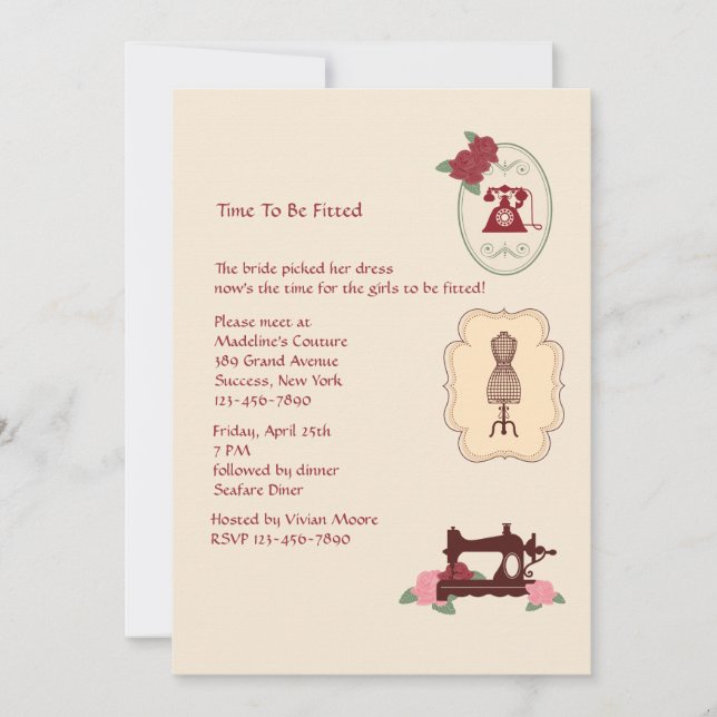 Vintage Seamstress Invitation (Front)