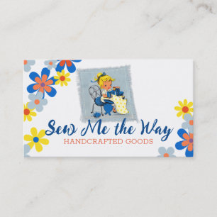 Vintage seamstress sewing machine blonde girl business card