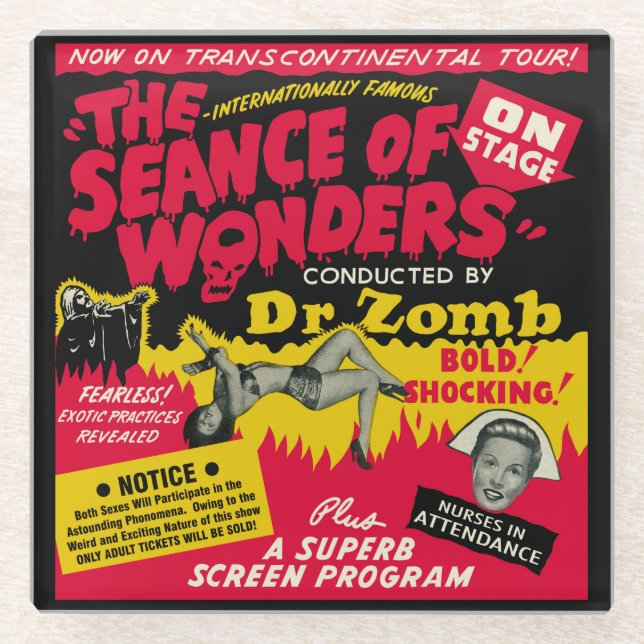 Vintage Seance of Wonders Spook Show Glass Coaster (Front)