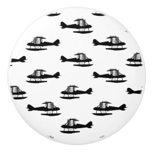 Vintage Seaplane Airplanes Plane Art CUSTOM COLOR Ceramic Knob