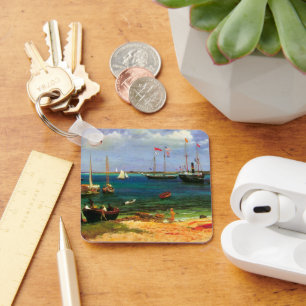 Vintage Seascape, Nassau Harbour by Bierstadt Keychain