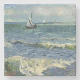 Vintage Seascape near Les Saintes-Maries-de-la-Mer Stone Coaster