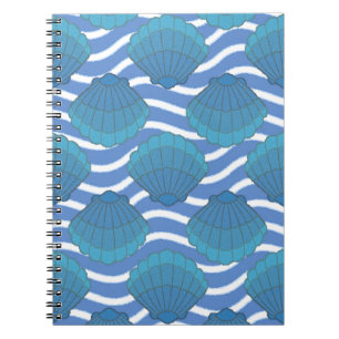 Vintage Seashell And Waves Pattern Notebook