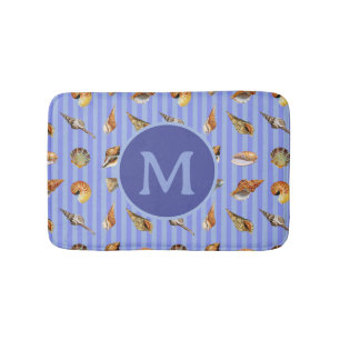 Vintage Seashell Custom Monogram Bath Mat
