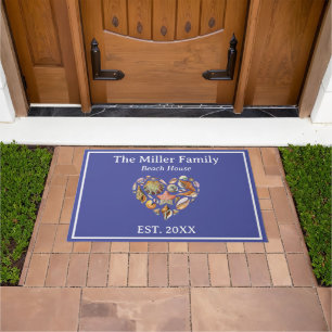 Vintage Seashell Family Beach House Doormat