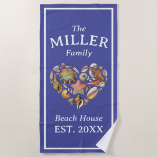 Vintage Seashell Family Beach House Towel