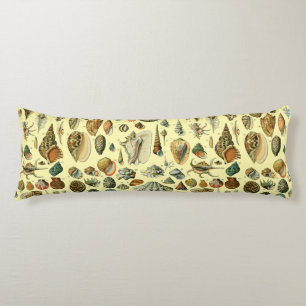 Vintage Seashell Print Adolphe Millot Coastal Body Pillow