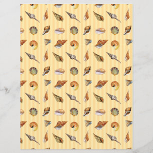 Vintage Seashell Scrapbook Paper Sand Stripe
