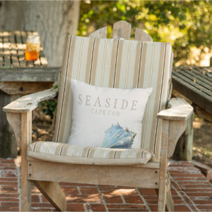 Vintage Seashell Seaside Beach House Outdoor Pillow