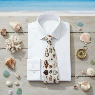 Vintage Seashells Mollusc Marine Beach Snail Shell Tie