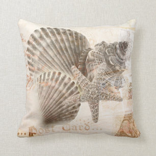 Vintage Seashells Throw Pillows