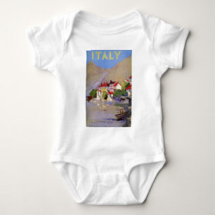 Vintage Seaside Village Italy Tourism Baby Bodysuit