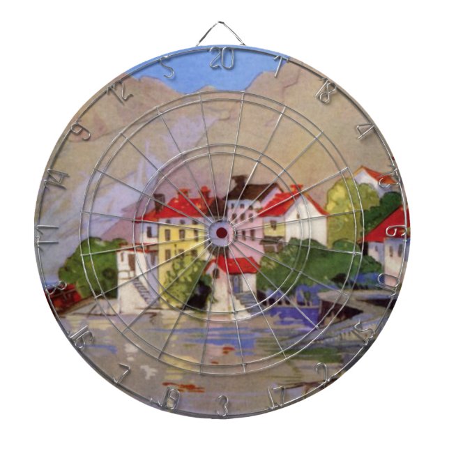 Vintage Seaside Village Italy Tourism Dartboard (Front)