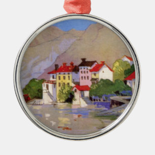 Vintage Seaside Village Italy Tourism Metal Ornament