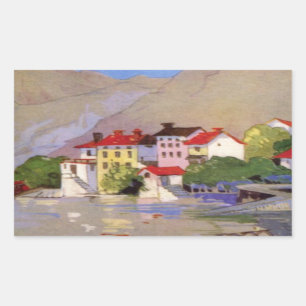 Vintage Seaside Village Italy Tourism Sticker