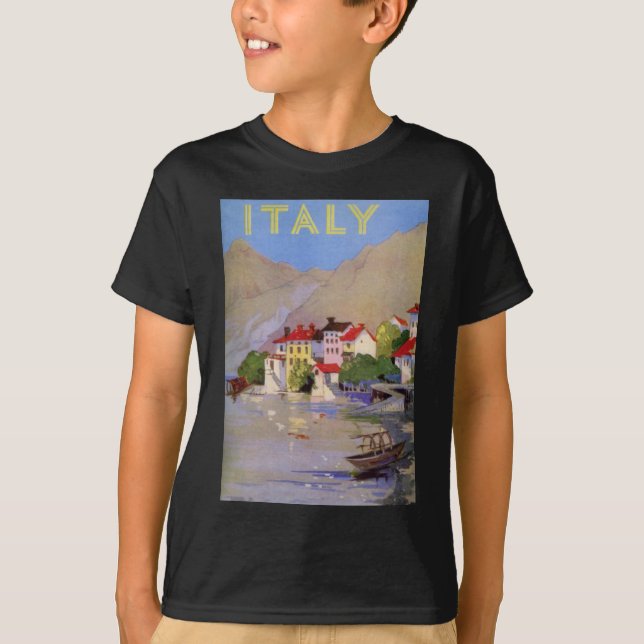 Vintage Seaside Village Italy Tourism T-Shirt (Front)