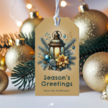 Vintage Seasons Greetings Christmas Lantern Custom