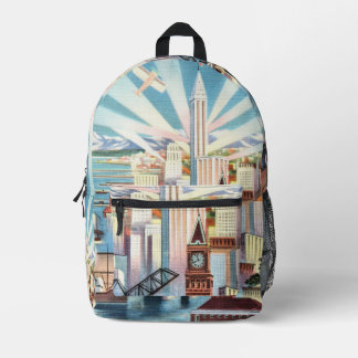 Vintage Seattle Washington Chromolithograph Art Printed Backpack