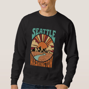 Vintage Seattle Washington Mountains and Sunset Re Sweatshirt