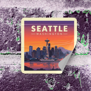 Vintage Seattle Washington Square Sticker