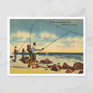 Vintage Sebastian Inlet, Florida fishing scene Postcard