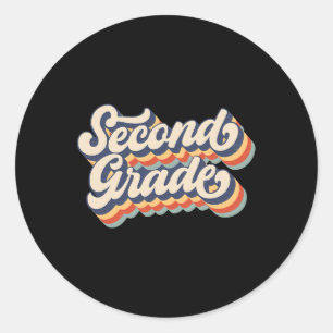 Vintage Second Grade Student Teacher Back To Schoo Classic Round Sticker