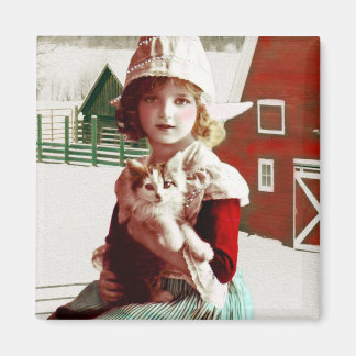 Vintage Secouru Grange Kitty Magnet
