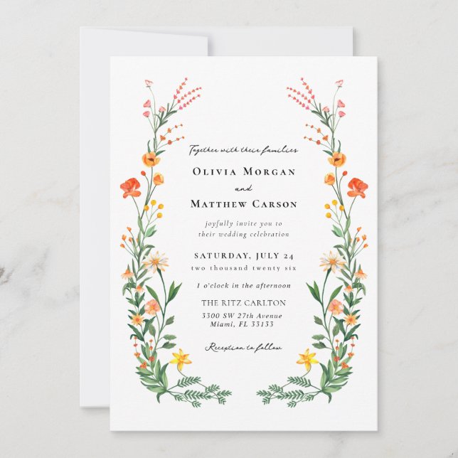 Vintage Secret Garden Wedding Invitation (Front)