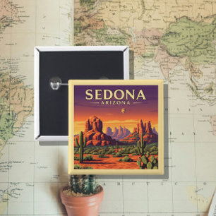 Vintage Sedona Arizona 2 Inch Square Button