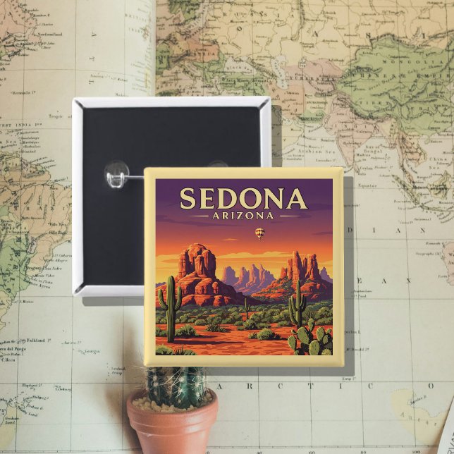 Vintage Sedona Arizona 2 Inch Square Button (Creator Uploaded)