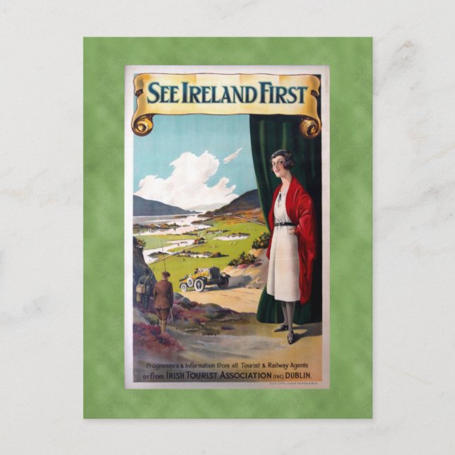 Vintage See Ireland First Travel Postcard (Front)