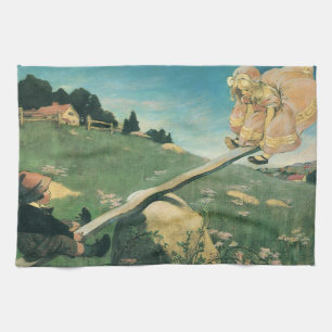 Vintage See Saw Margery Daw, Jessie Willcox Smith Kitchen Towel