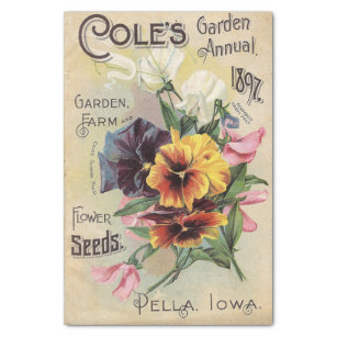 Vintage Seed Catalogue 1897 Cole's Garden Annual Tissue Paper