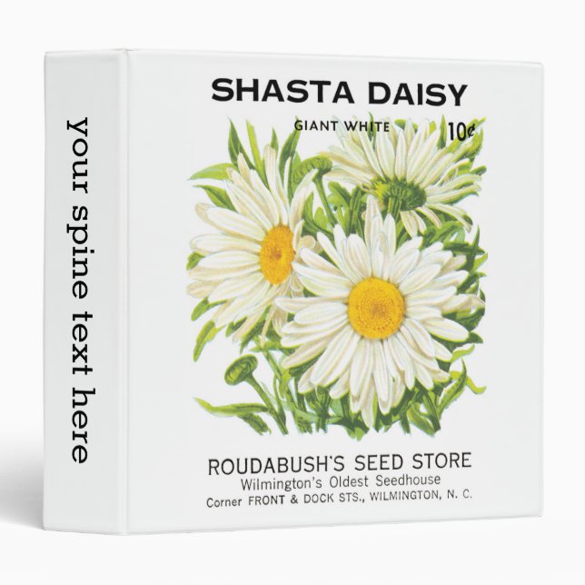 Vintage Seed Packet Art, Shasta Daisy Flowers Binder (Front/Spine)
