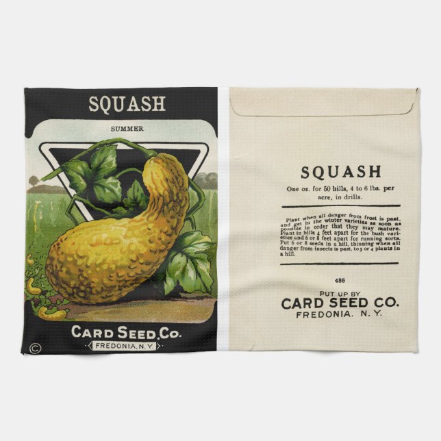 Vintage Seed Packet Instructions Squash Tea Towel (Horizontal)