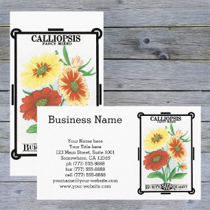 Vintage Seed Packet Label Art, Calliopsis Flowers Business Card