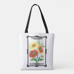 Vintage Seed Packet Label Art, Calliopsis Flowers Tote Bag