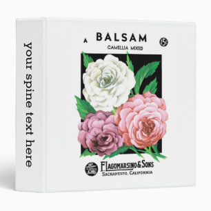 Vintage Seed Packet Label Art, Camellia Flowers Binder