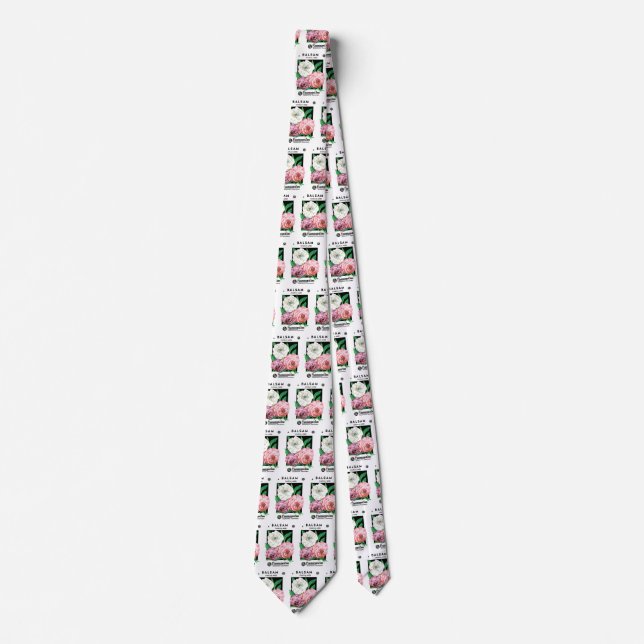 Vintage Seed Packet Label Art, Camellia Flowers Tie (Front)
