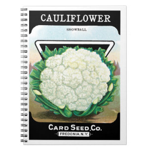 Vintage Seed Packet Label Art, Cauliflower Veggies Notebook