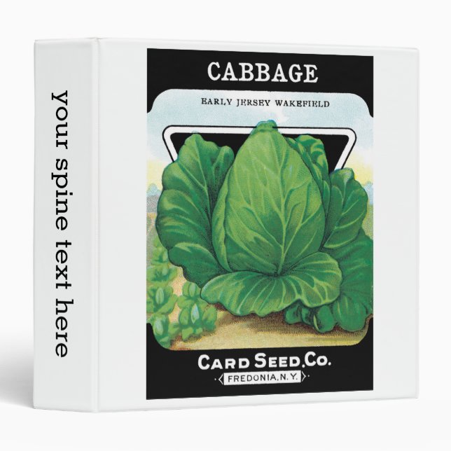 Vintage Seed Packet Label Art, Green Cabbage Binder (Front/Spine)