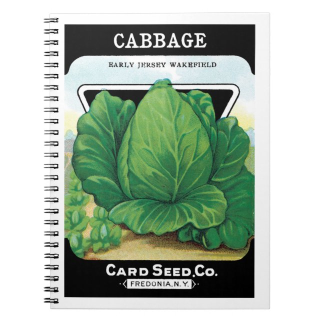 Vintage Seed Packet Label Art, Green Cabbage Notebook (Front)