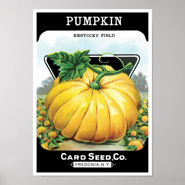 Vintage Seed Packet Label Art, Halloween Pumpkin Poster (Front)