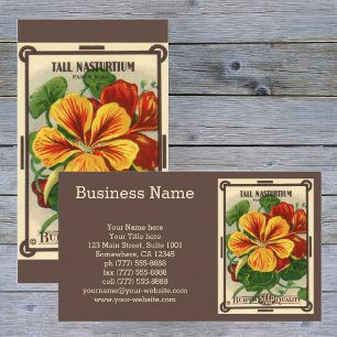 Vintage Seed Packet Label Art, Nasturtium Flowers Business Card